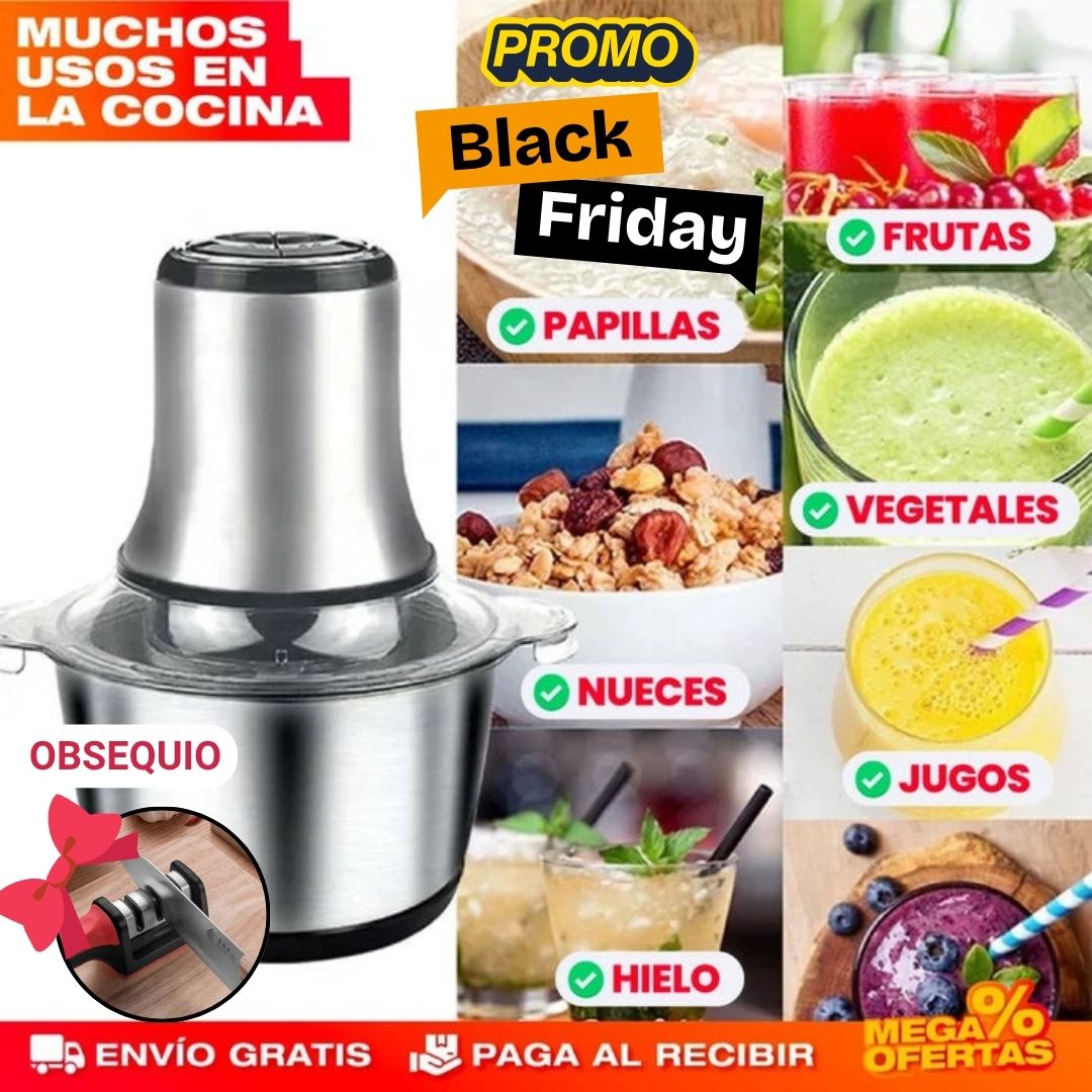 Procesador Eléctrico Grande 3 litros, "Oferta Black Friday" + Obsequio "Afilador de Cuchillos"