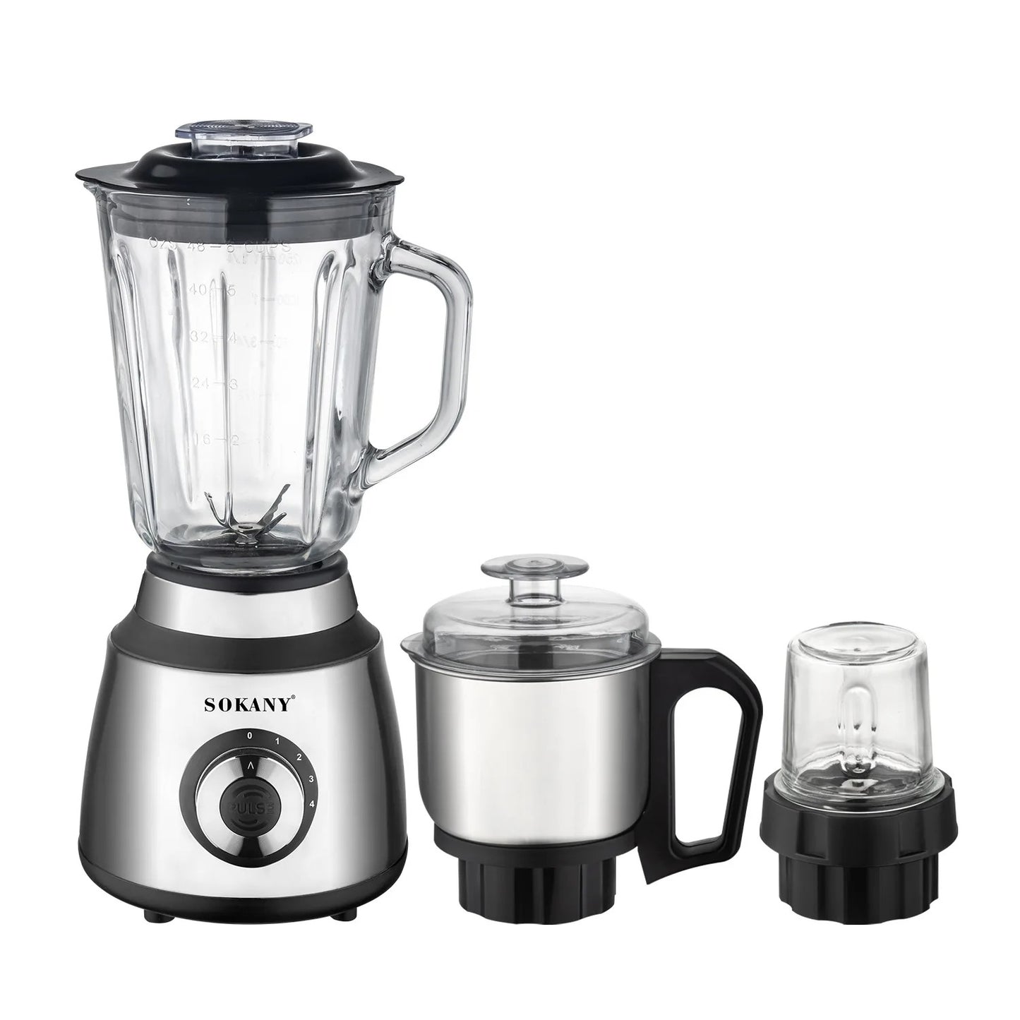 Licuadora Multipropósito Sokany 3 en 1 "Vaso de Vidrio 1.5 litros" + 🎁 Obsequio y Envío Gratis