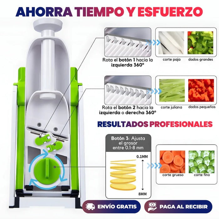 Rebanadora Multifuncional de Alta Precisión de Frutas y Verduras + Envío Gratis