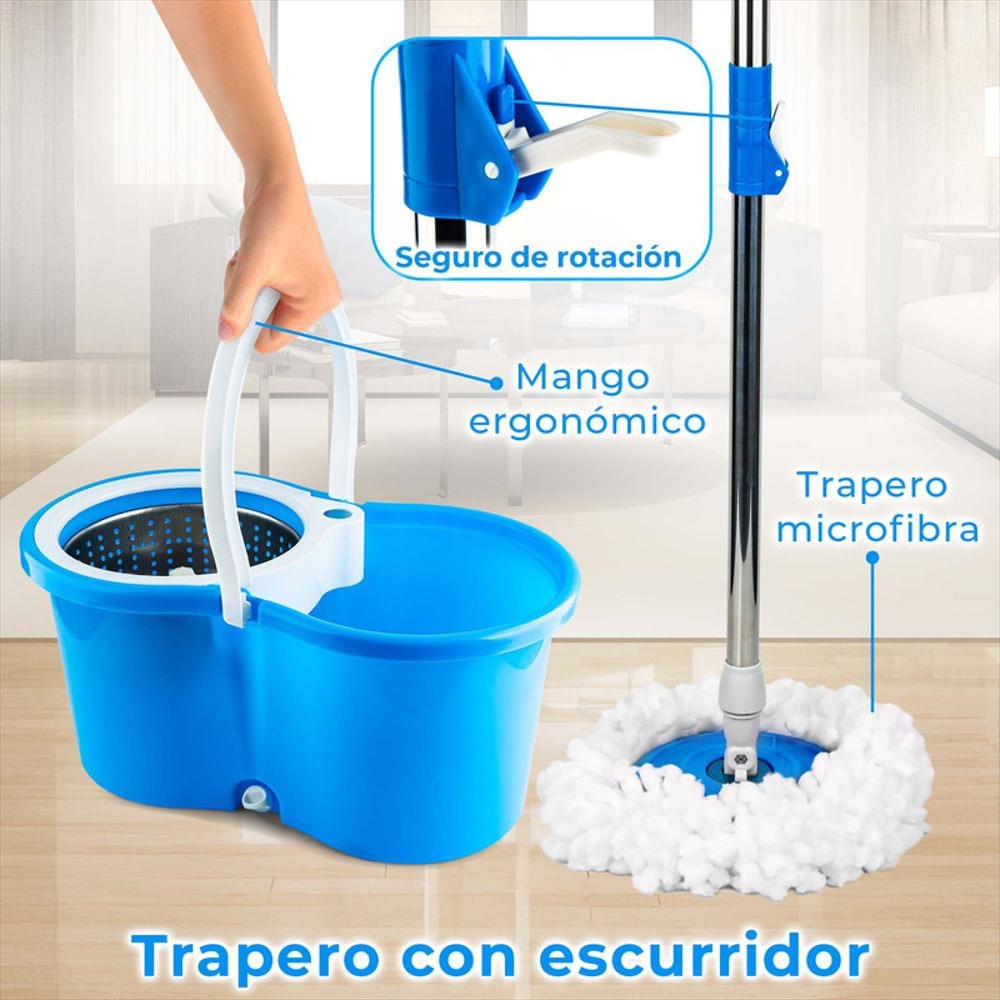 Trapeador Turbo 360° Giro y Limpieza Total + Obsequio Mopa Repuesto y Envío Gratis 🎁