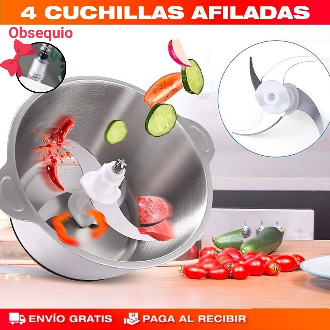 Molino Picador Eléctrico de Acero Inoxidable 🔥2 Litros 🔥 "Tamaño Grande" + Obsequio