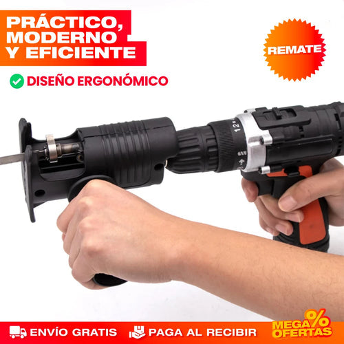 Adaptador de Sierra Para Taladro + 3 Cuchillas y Envío Gratis 🎁