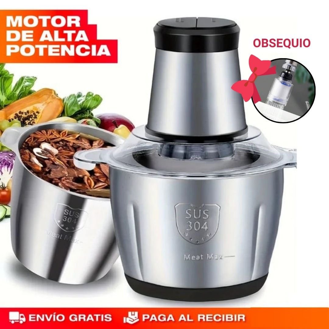 Molino Picador Eléctrico de Acero Inoxidable 🔥2 Litros 🔥 "Tamaño Grande" + Obsequio