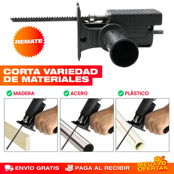 Adaptador de Sierra Para Taladro + 3 Cuchillas y Envío Gratis 🎁