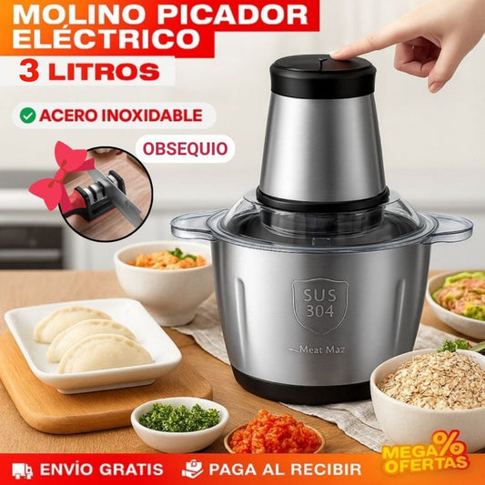 Procesador Eléctrico Grande 3 litros, Super Potencia 1200 Watts + Obsequio "Afilador de Cuchillos"