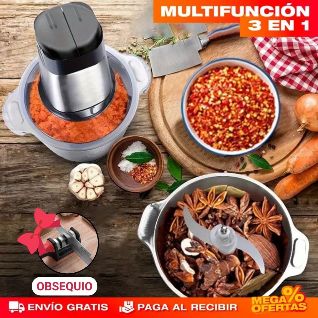 Molino Picador Eléctrico Tamaño Grande 2 litros + Obsequio "Afilador de Cuchillos" y Envío Gratis