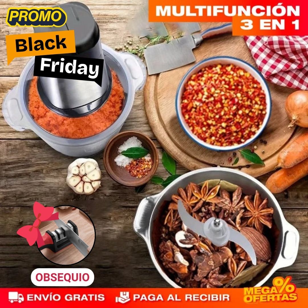 Procesador Eléctrico Grande 3 litros, "Oferta Black Friday" + Obsequio "Afilador de Cuchillos"