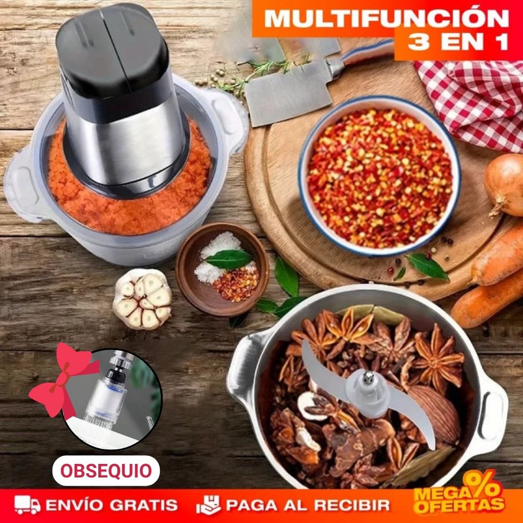 Molino Picador Eléctrico de Acero Inoxidable 🔥2 Litros 🔥 "Tamaño Grande" + Obsequio
