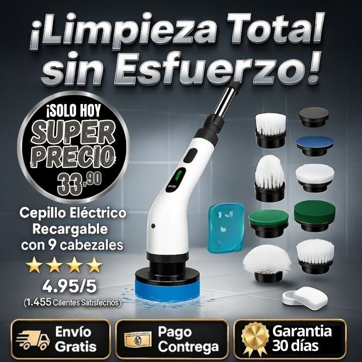 ¡Super Promo! Cepillo de Limpieza Eléctrico Recargable 9 en 1 + Envío Gratis 🎁