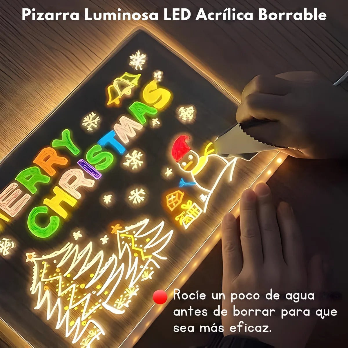 Pizarra LED Mágica Grande 20 cm x 30 cm + Obsequio 7 Marcadores + 🎁 Envío Gratis