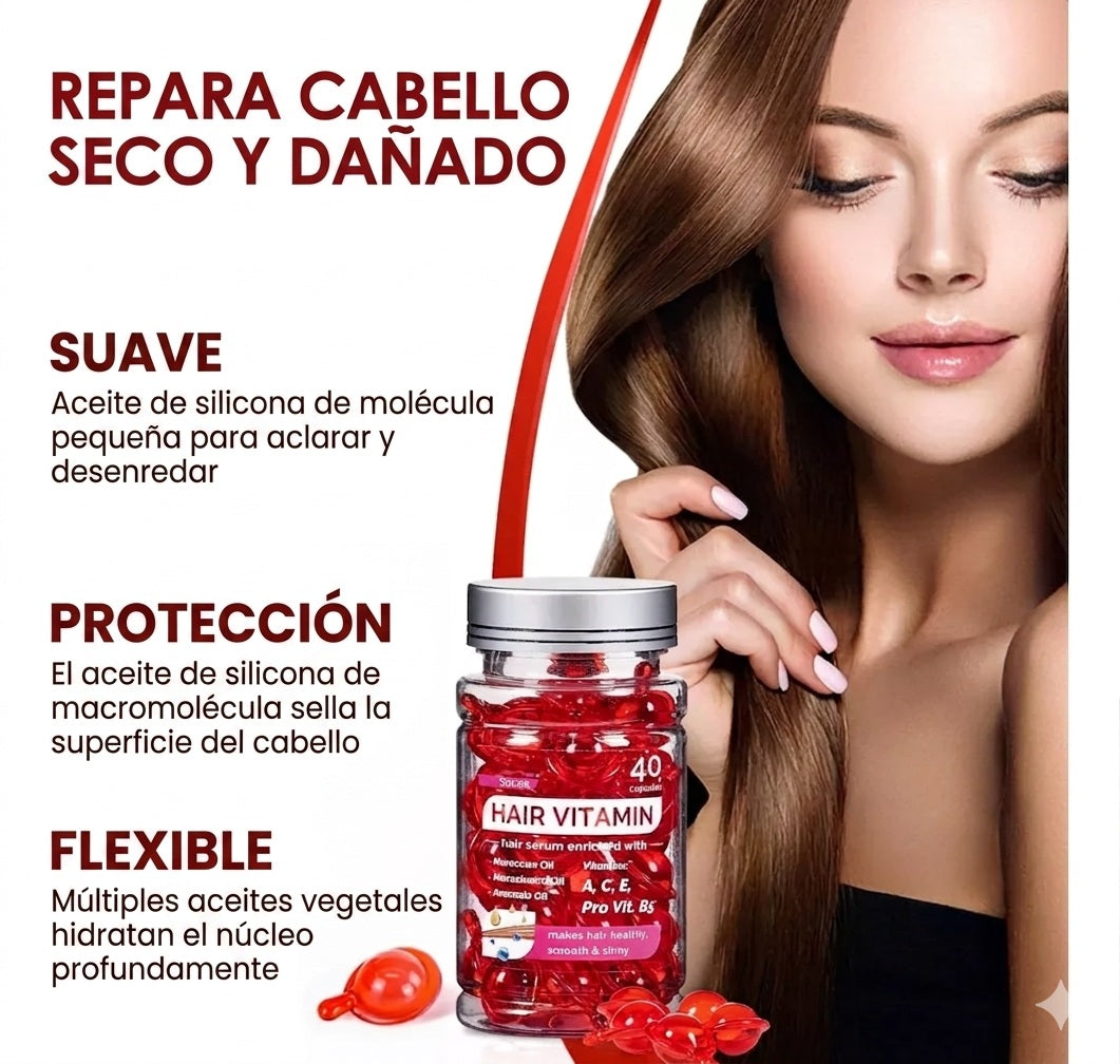 Sérum Capilar "Brillo Espejo" - Cápsulas de Nutrición Profunda Vitamina A, C, E