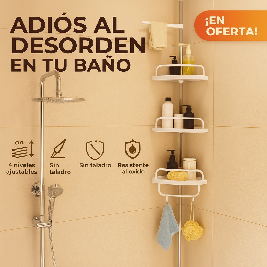Organizador PREMIUM Esquinero de Baño-Acero Inoxidable-Altura Ajustable! Envío Gratis