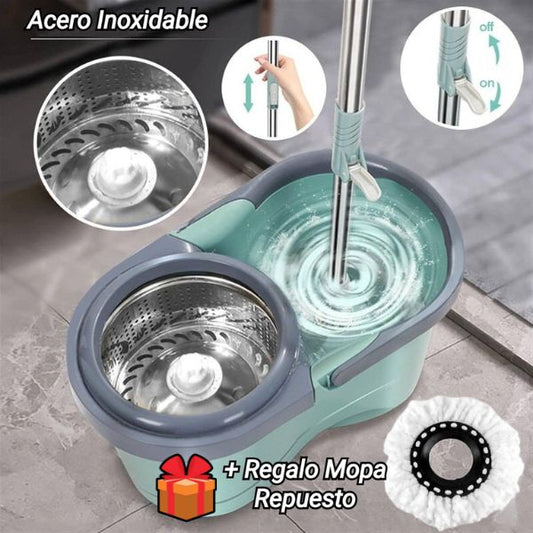 Trapeador Turbo 360° Giro y Limpieza Total + Obsequio Mopa Repuesto y Envío Gratis 🎁