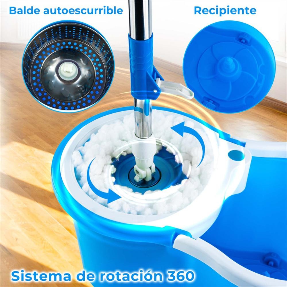 Trapeador Turbo 360° Giro y Limpieza Total + Obsequio Mopa Repuesto y Envío Gratis 🎁